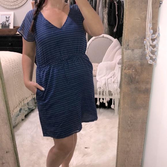 J Crew size medium blue summer cotton dress - Picture 2 of 5